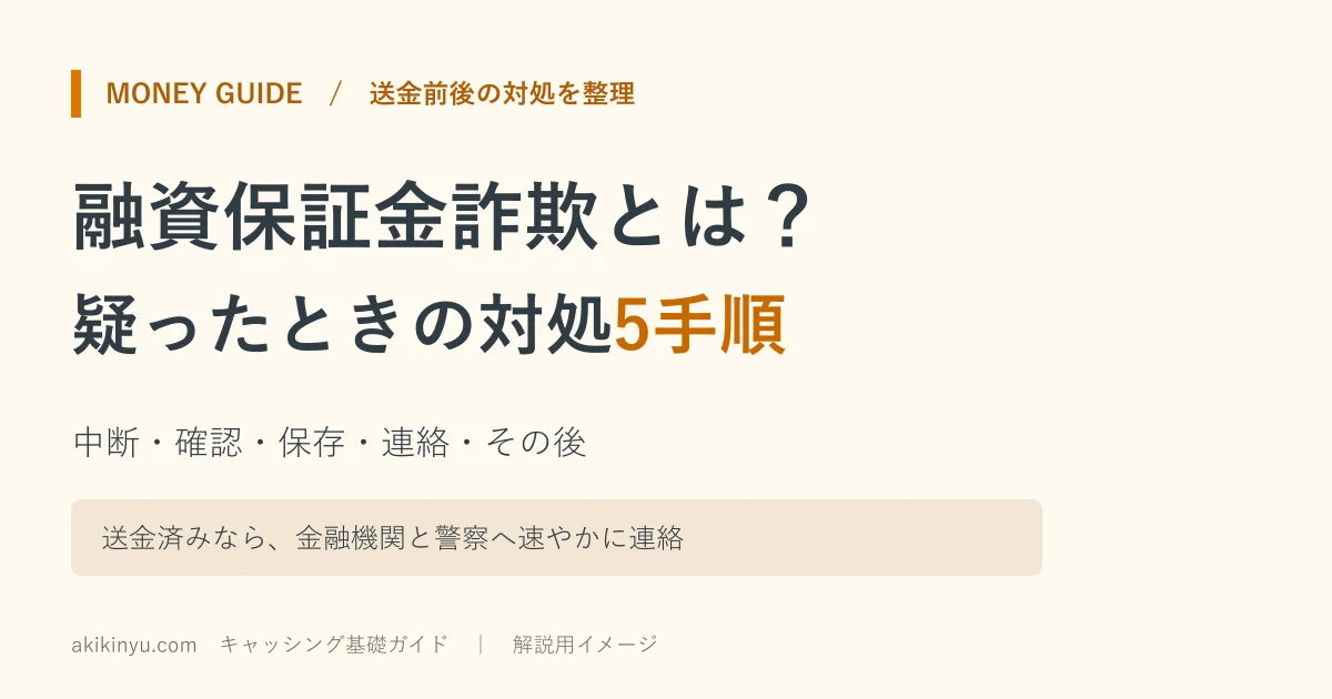 融資保証金詐欺が疑われるときの対処5手順の解説図